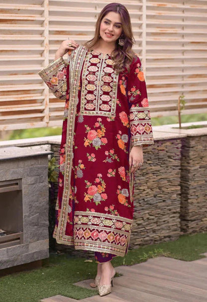 Aneela's Embroidered 3 Piece Suit Premium - Redefine Elegance