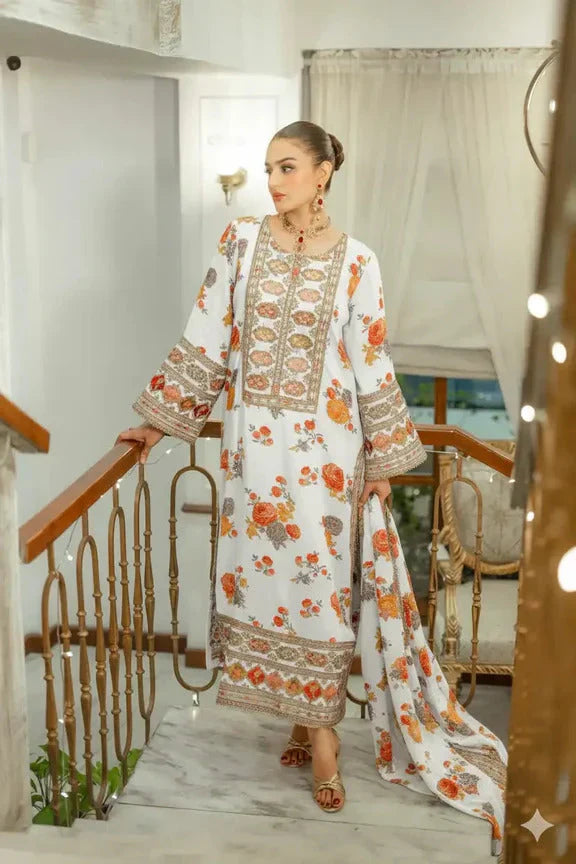 Aneela's Embroidered 3 Piece Suit Premium - Redefine Elegance