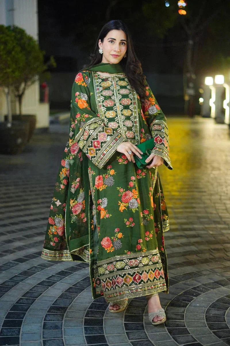 Aneela's Embroidered 3 Piece Suit Premium - Redefine Elegance