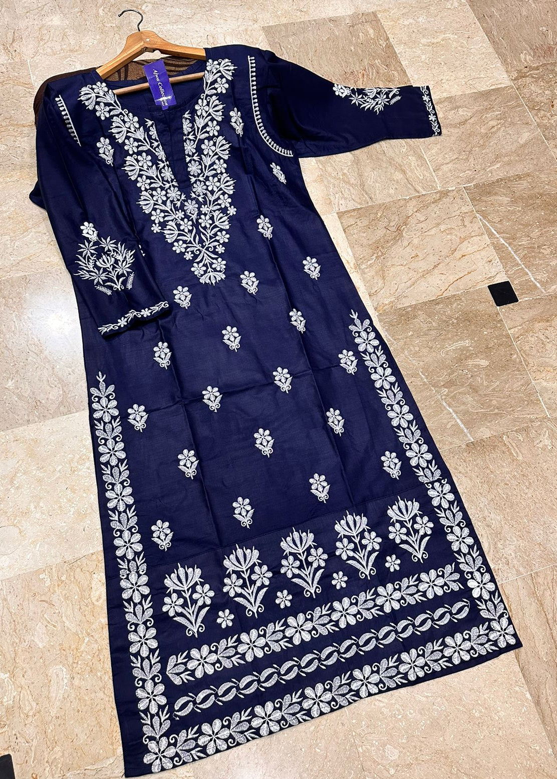 Soft Linen Embroidered Long Kurti  Premium