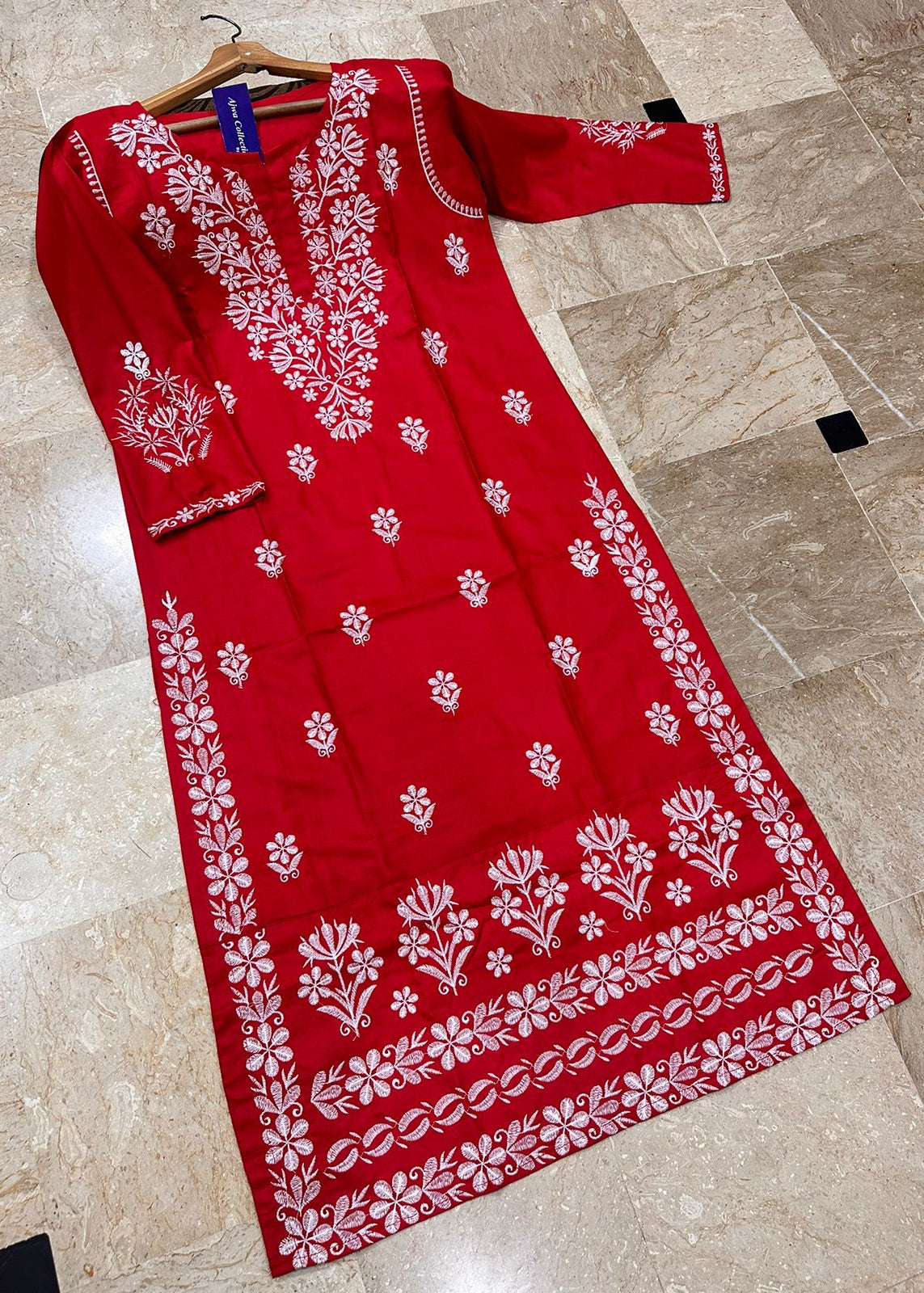 Soft Linen Embroidered Long Kurti  Premium