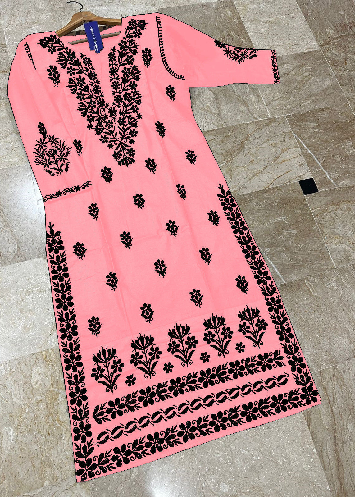 Soft Linen Embroidered Long Kurti  Premium