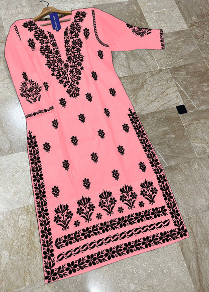 Soft Linen Embroidered Long Kurti  Premium