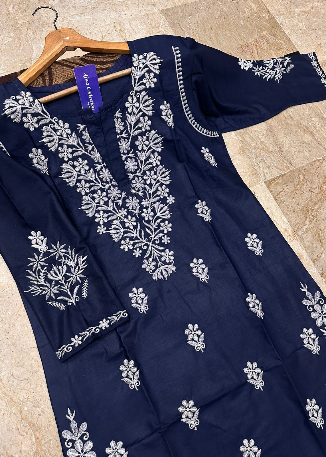 Soft Linen Embroidered Long Kurti  Premium