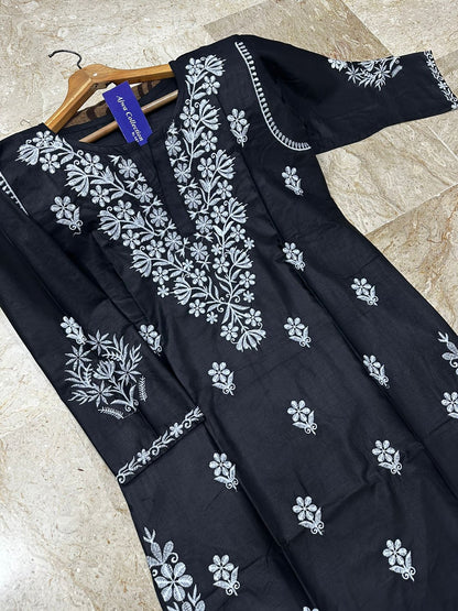 Soft Linen Embroidered Long Kurti  Premium