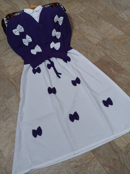 Elegant Bow- Attached Maxi Frock With Top 2Piece Set-