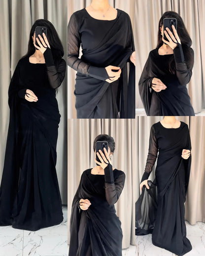 Noor-e-Chiffon Saree Stitched
