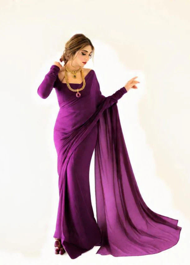 Noor-e-Chiffon Saree Stitched
