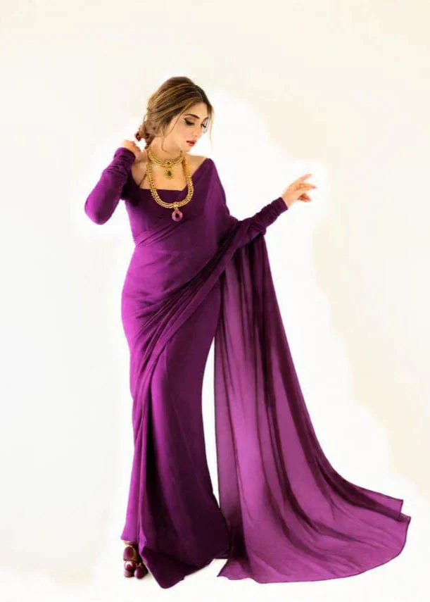 Noor-e-Chiffon Saree Stitched