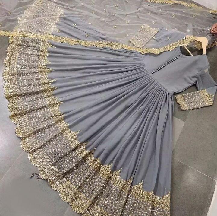 Midnight Star Chiffon 3Piece Suite Heavily Embroidered Sitara Work