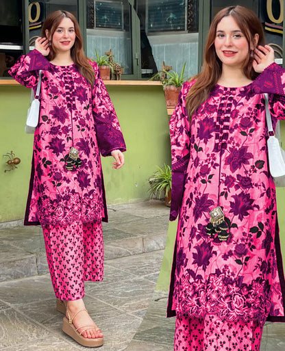 Digital Printed 3PCs – Embroidered & Handwork Suit