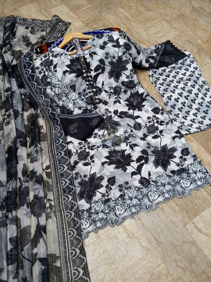 Digital Printed 3PCs – Embroidered & Handwork Suit