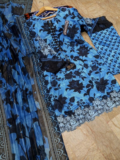 Digital Printed 3PCs – Embroidered & Handwork Suit